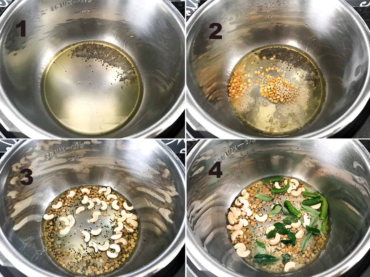 Step by step picture of making Rava Upma in Instant Pot.