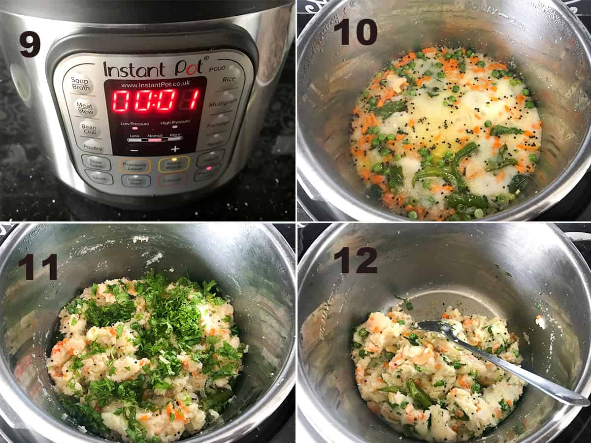 Step by step picture of making Rava Upma in Instant Pot.