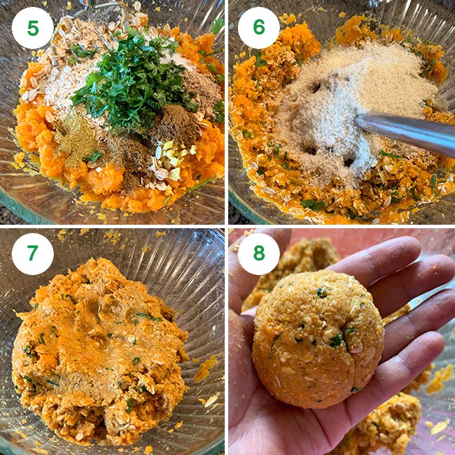 step by step picture collage of making sweet potato tikki