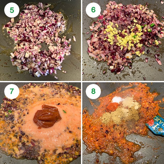 step by step picture collage of making tawa paneer